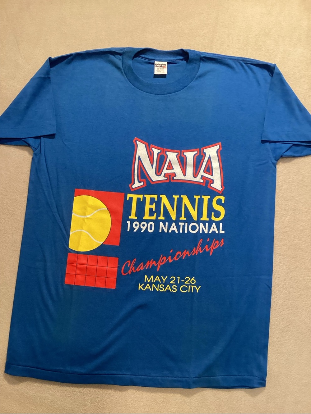 NAIA Tennis 1990 National Championships Short Sleeve Tee - Blue